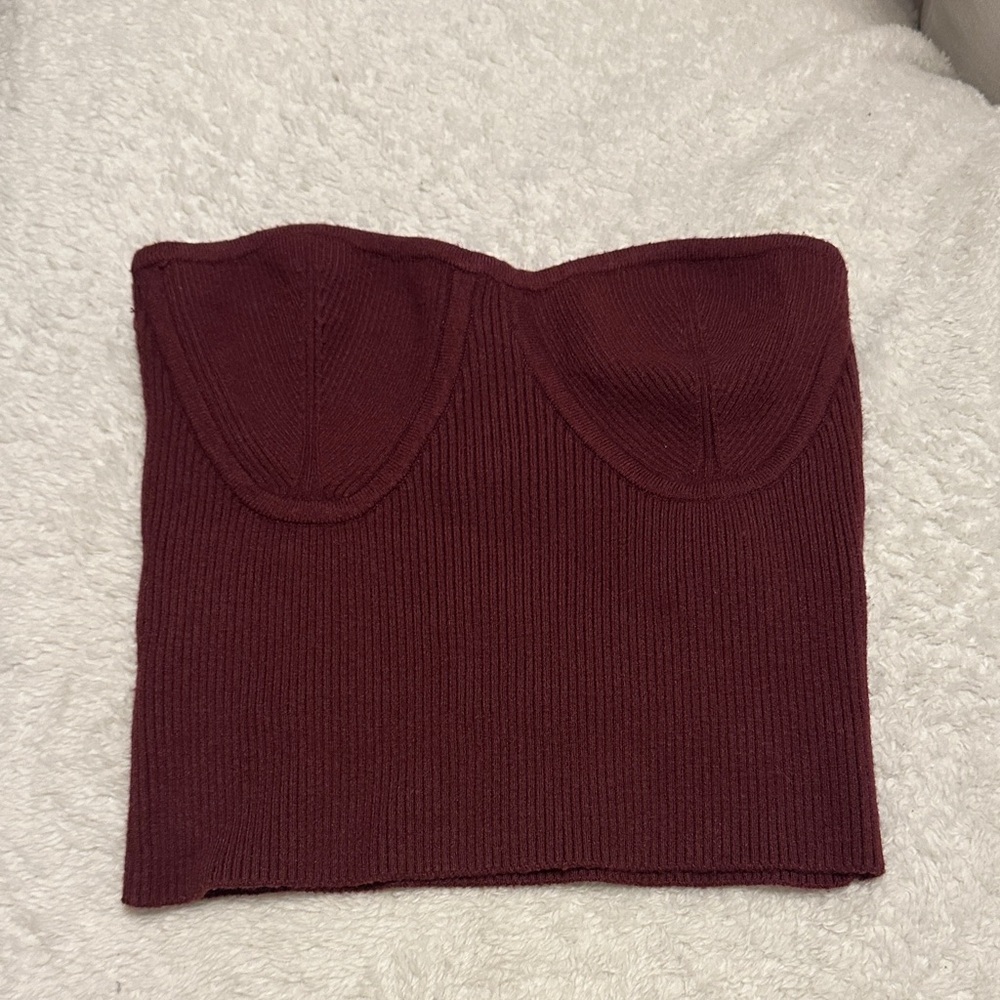 Forever 21 Maroon Ribbed Tube Top